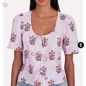 RHODE
Tara Tie-Front Floral Linen Top Size M NWT $275